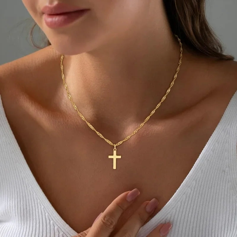 18K Gold Cross Necklace