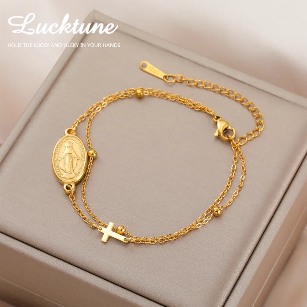Virgin Mary Cross Bracelet