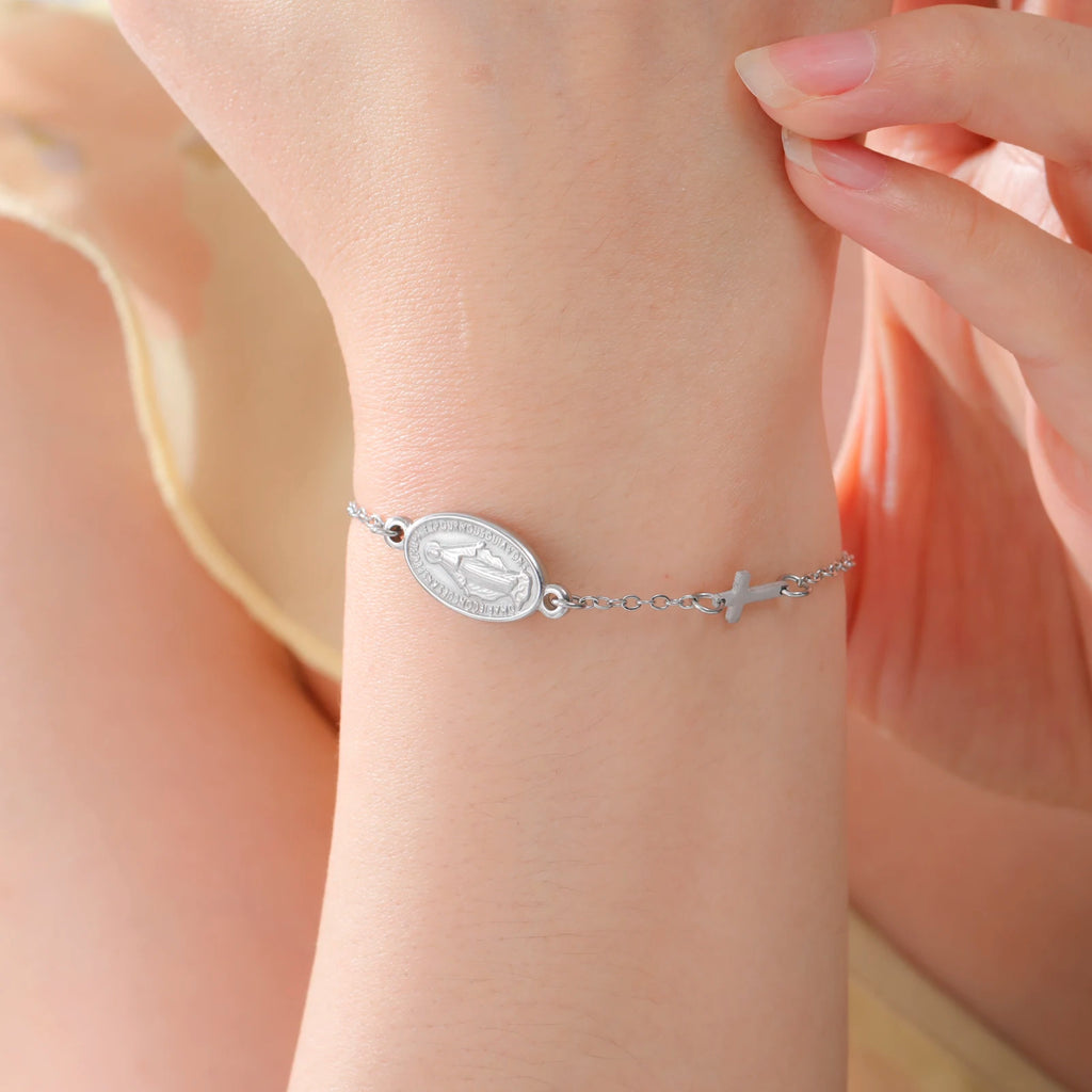 Virgin Mary Cross Bracelet