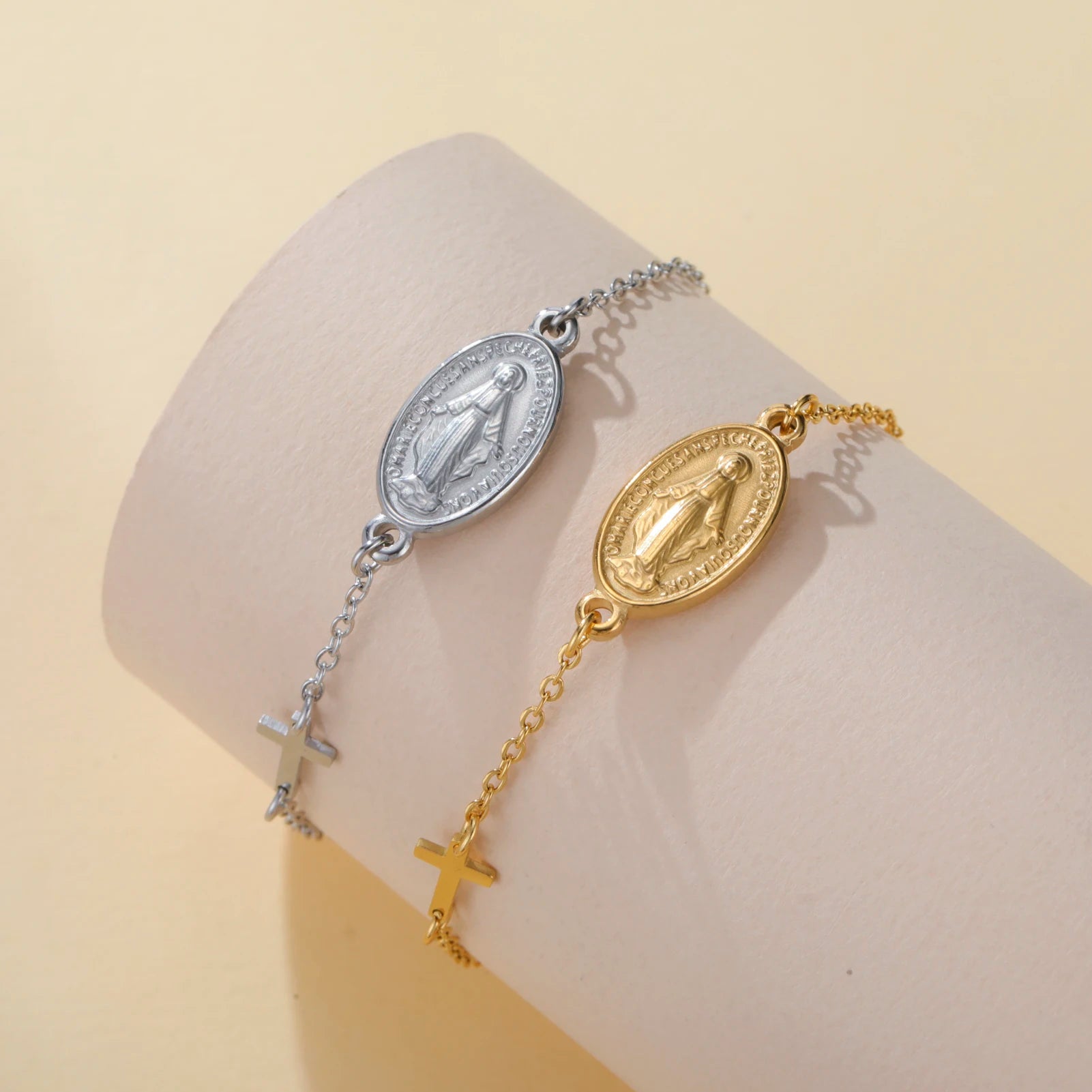 Virgin Mary Cross Bracelet