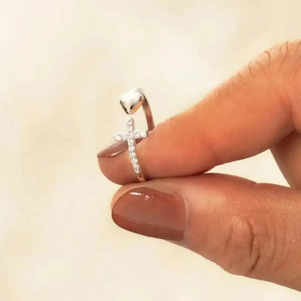 Heart & Cross Ring Set