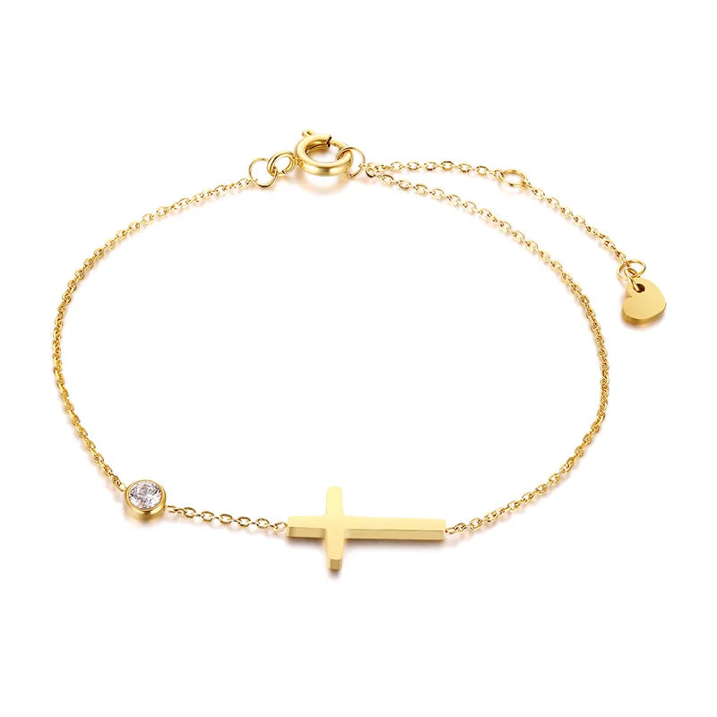 Birthstone Cross Bracelet