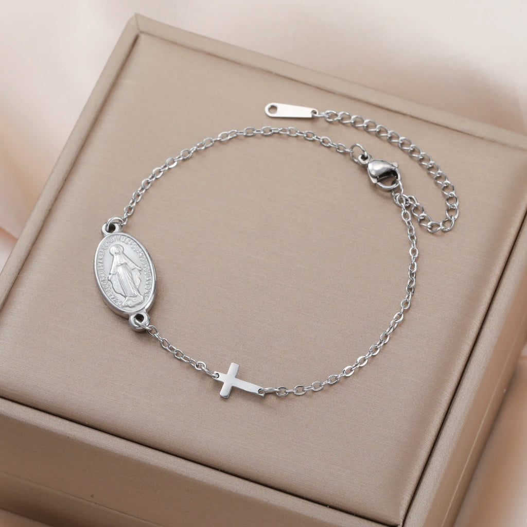 Virgin Mary Cross Bracelet