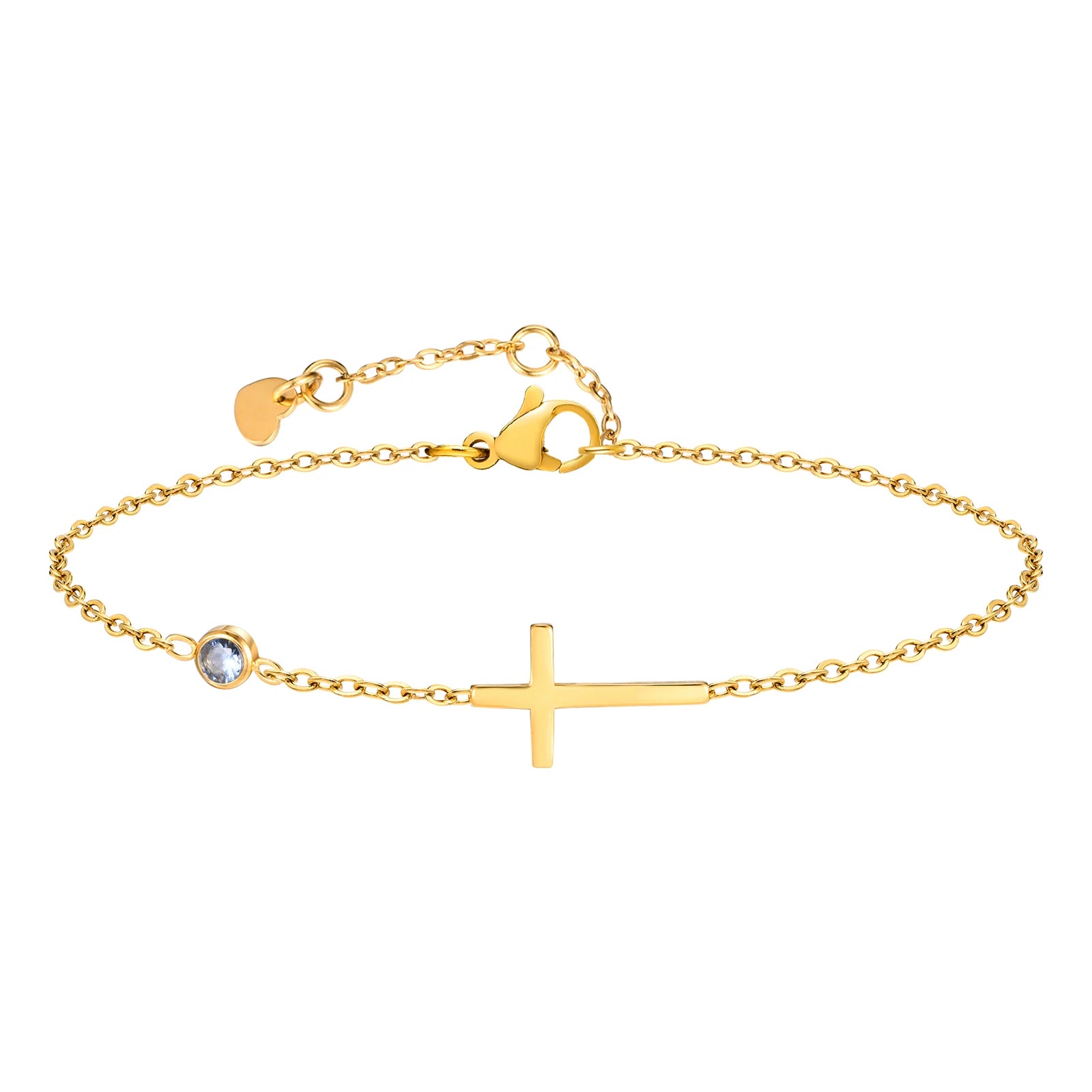 Birthstone Cross Bracelet