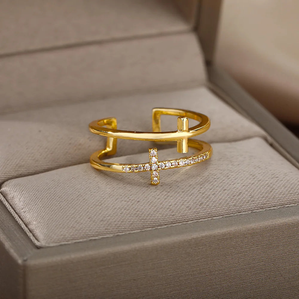 Gold Cross Ring