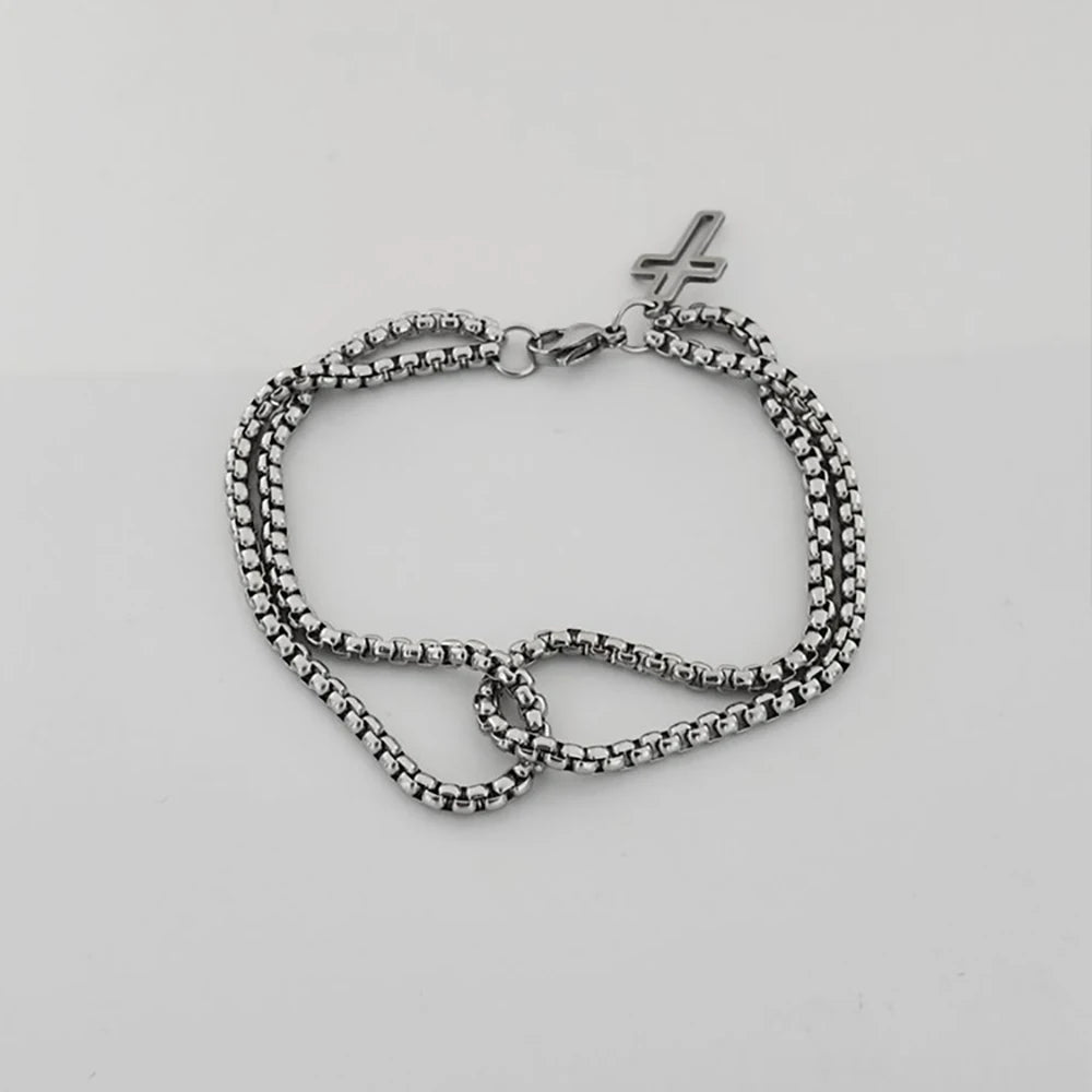 Double Chain Cross Bracelet