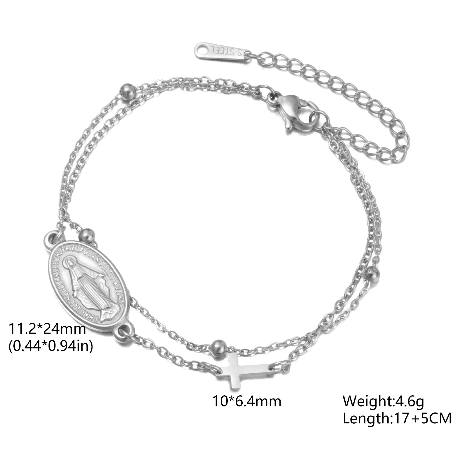Virgin Mary Cross Bracelet