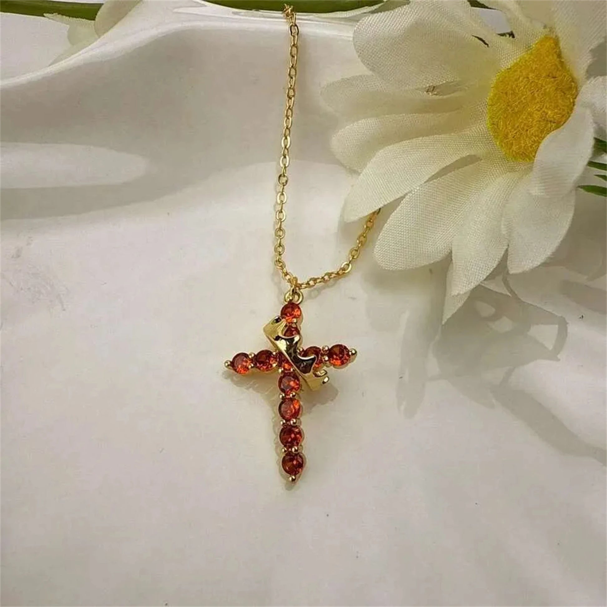 Crown Cross Necklace 14K Gold