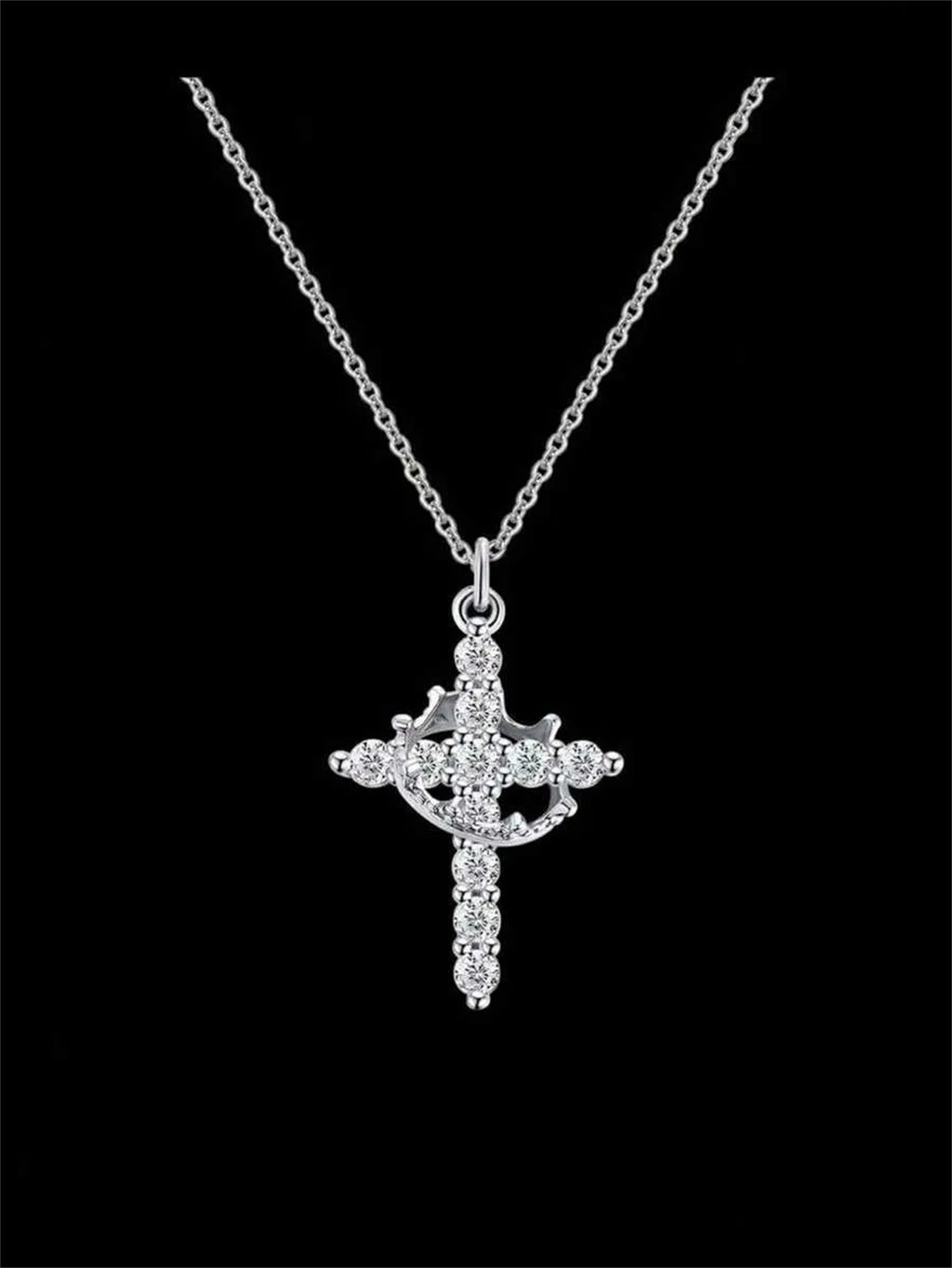 Crown Cross Necklace 14K Gold