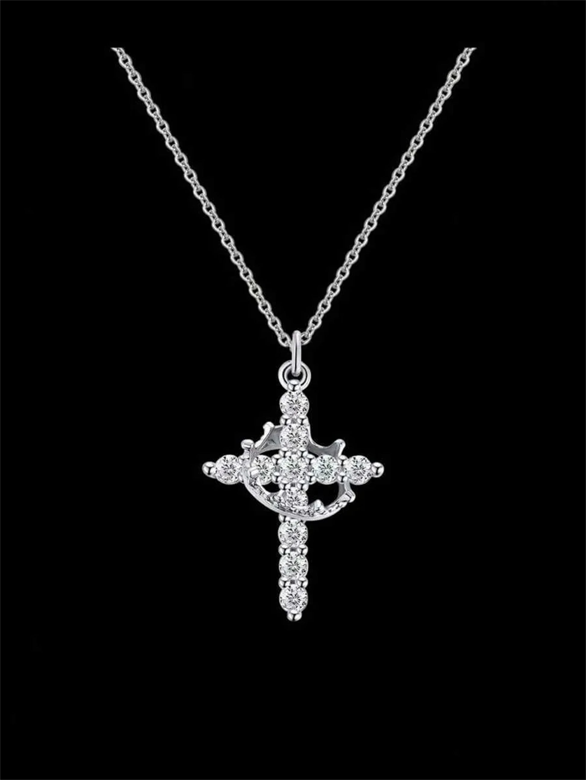 Crown Cross Necklace 14K Gold