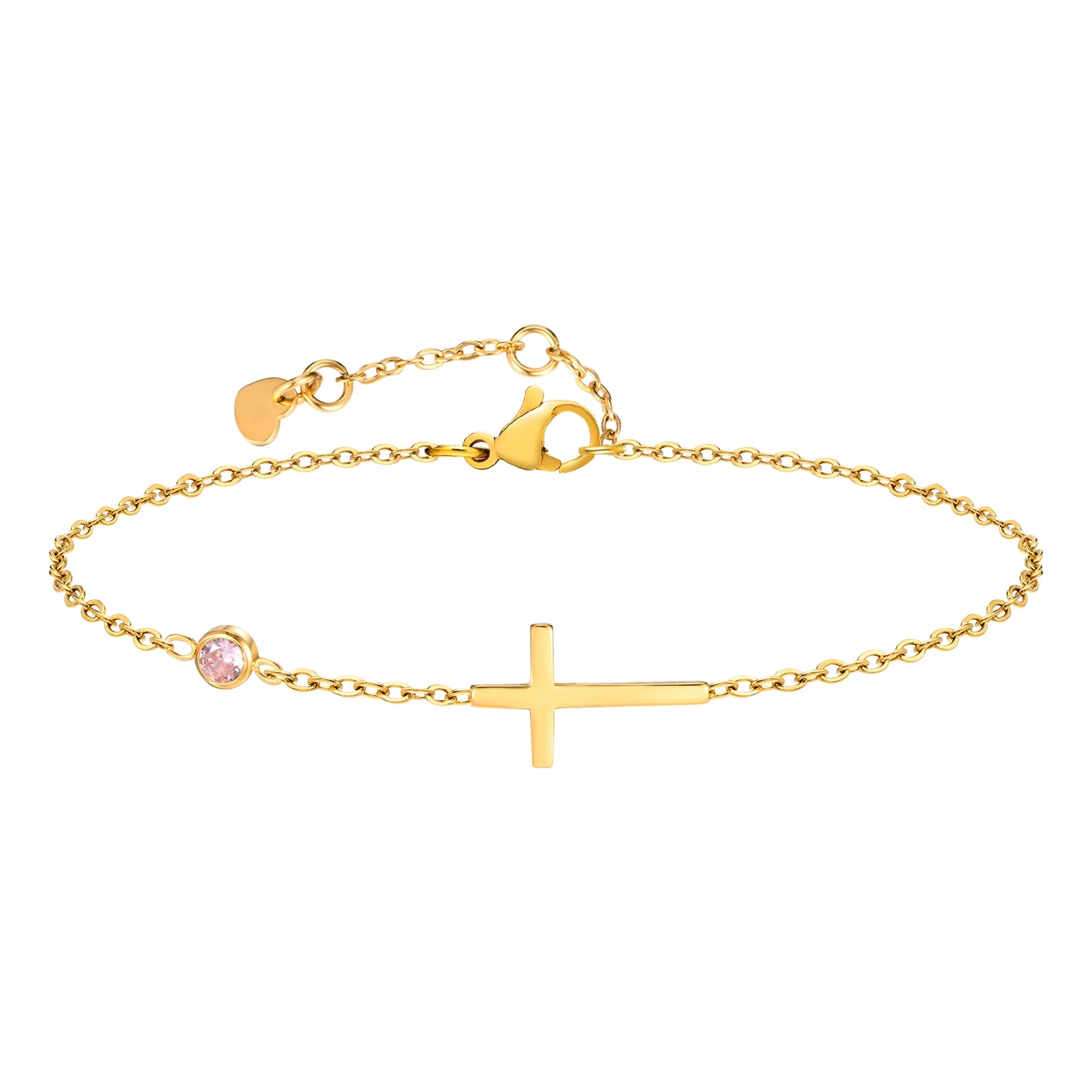 Birthstone Cross Bracelet