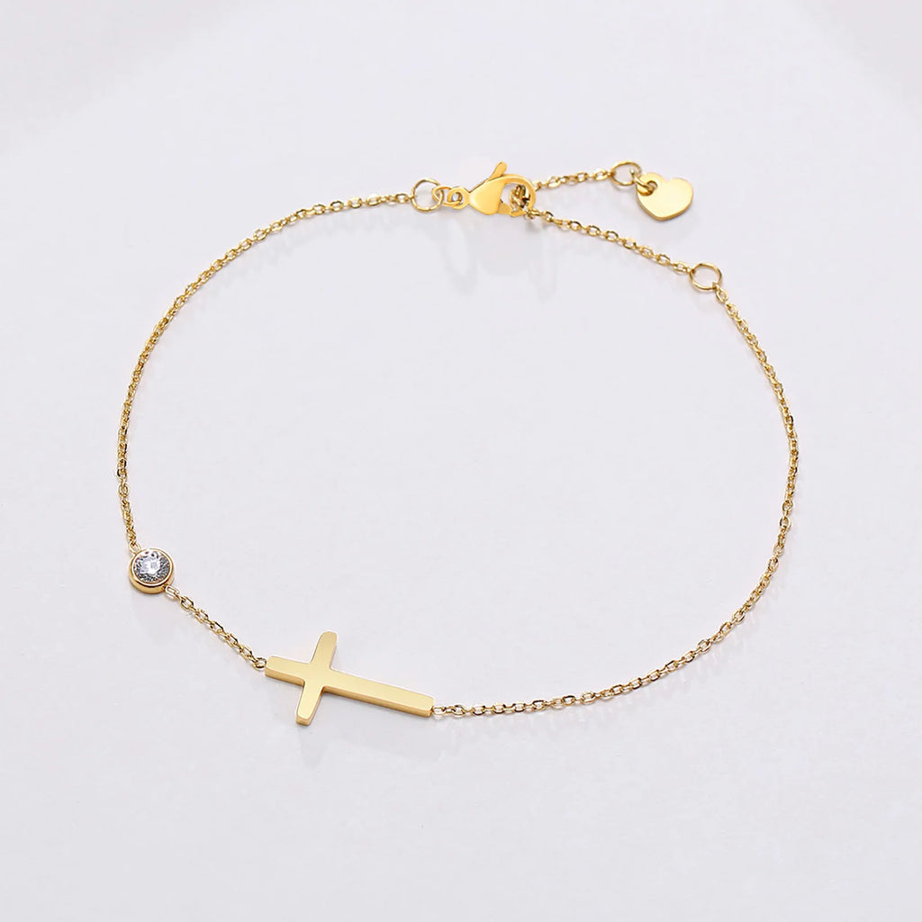Birthstone Cross Bracelet