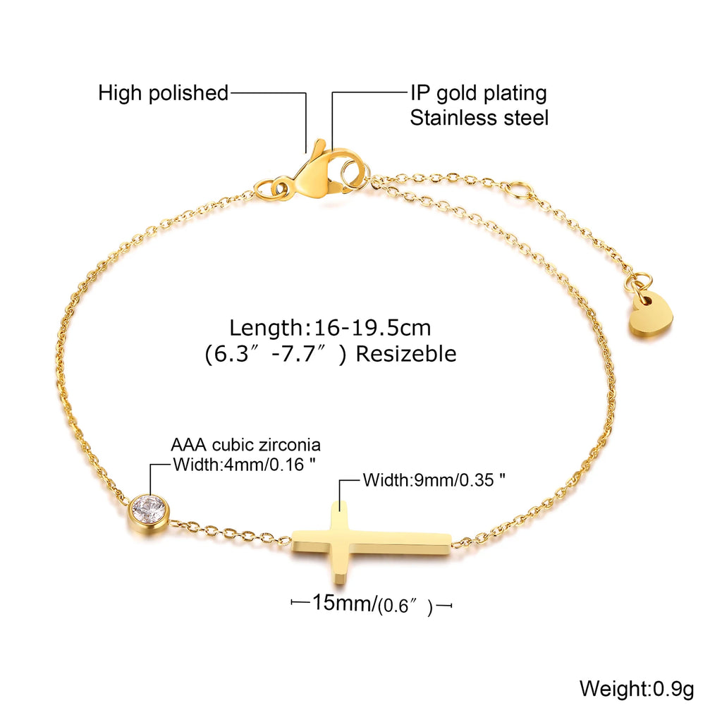 Birthstone Cross Bracelet