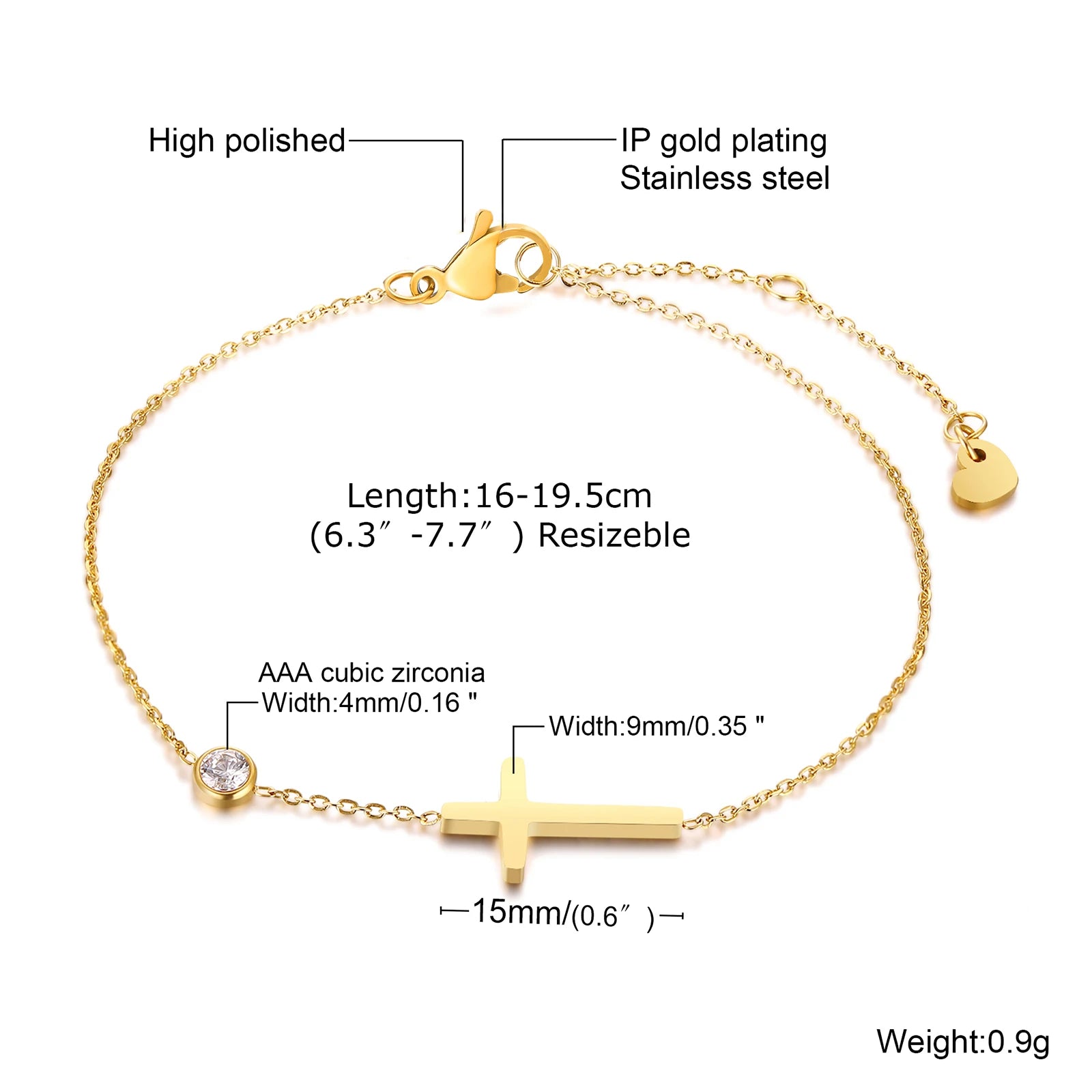 Birthstone Cross Bracelet