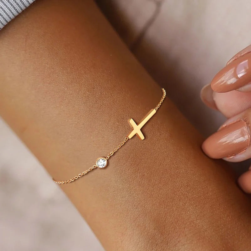 Birthstone Cross Bracelet