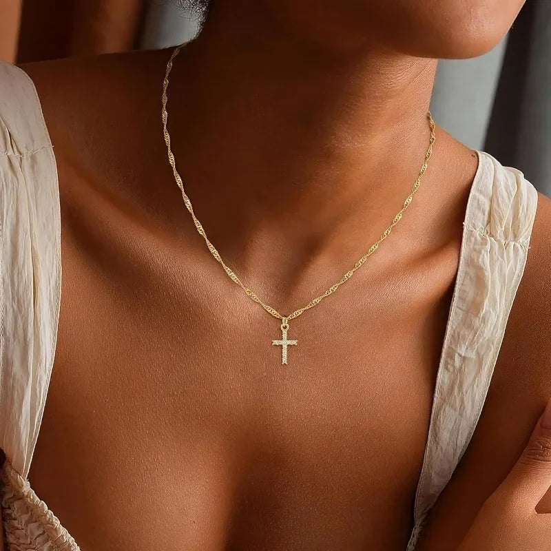 18K Gold Cross Necklace