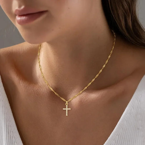 18K Gold Cross Necklace