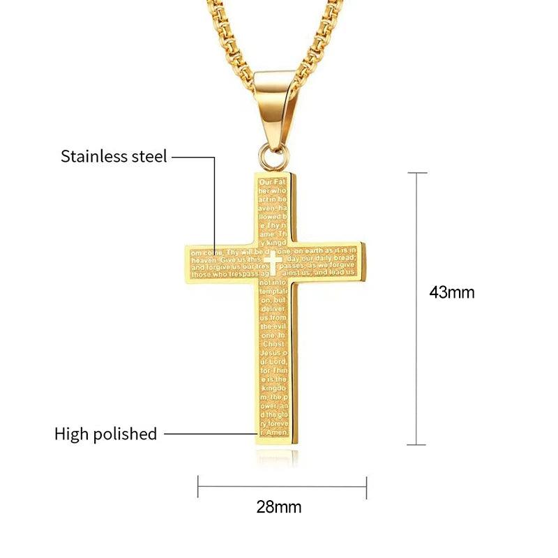 Lord's Prayer Cross Necklace