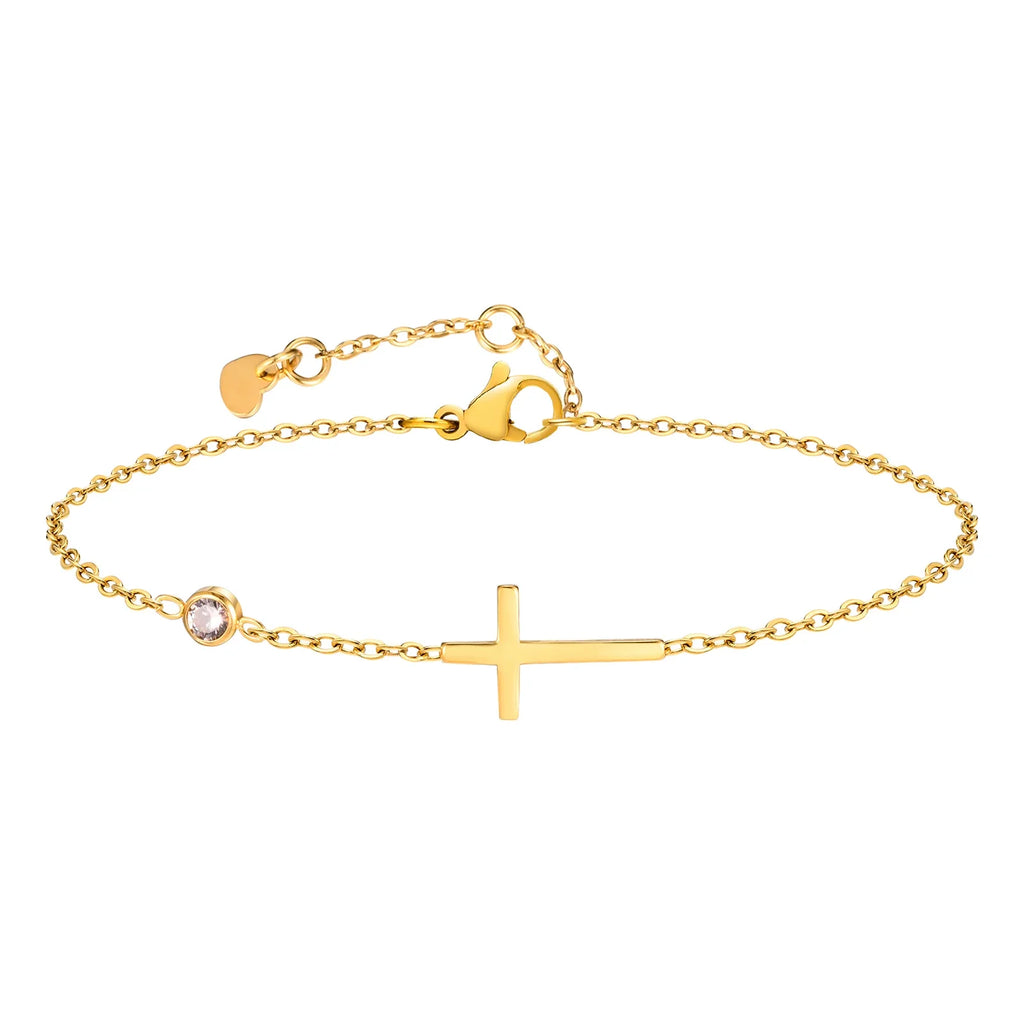 Birthstone Cross Bracelet