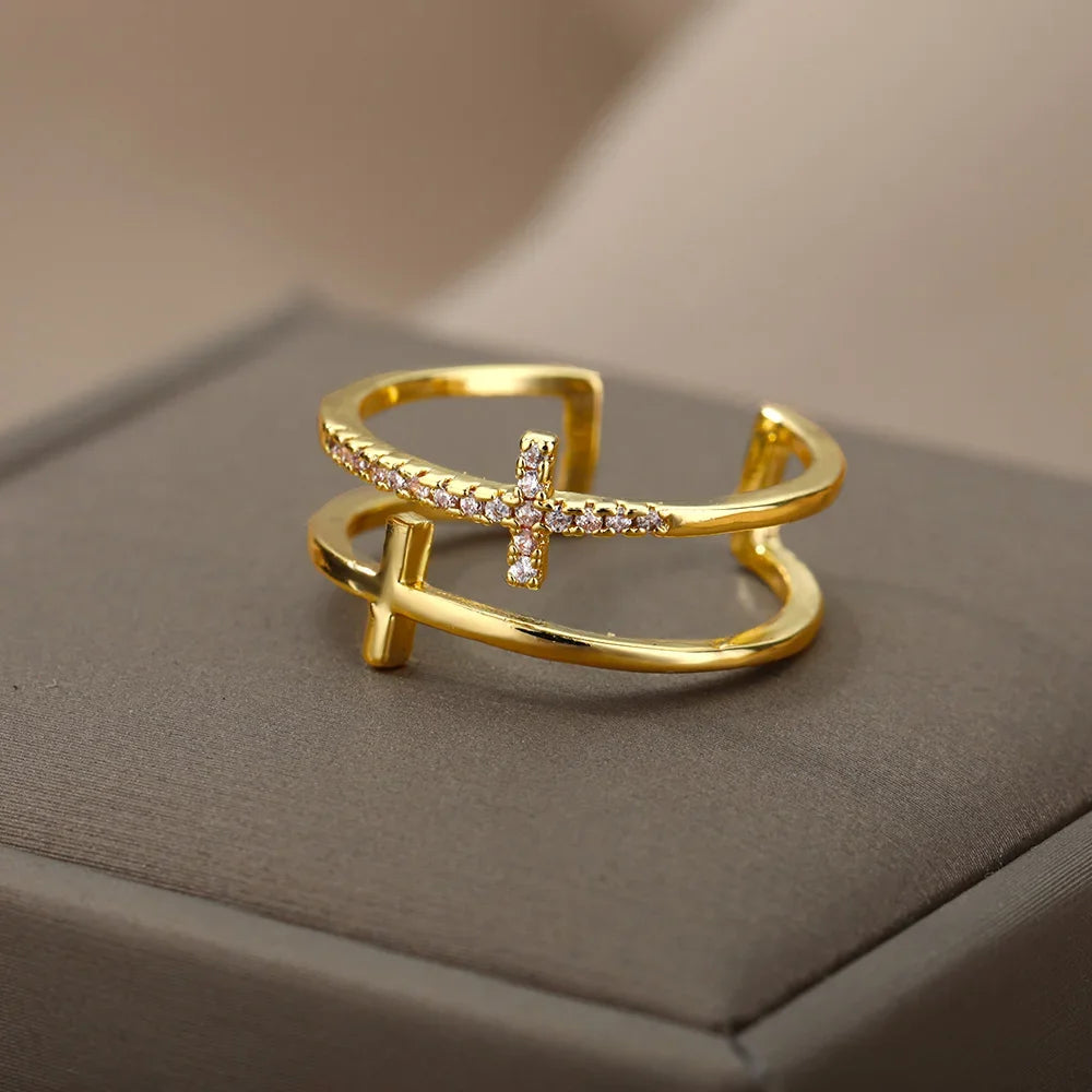 Gold Cross Ring