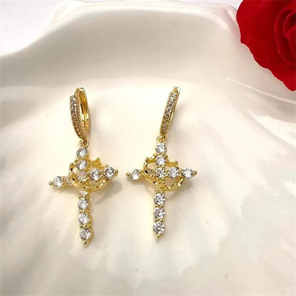 Crown Cross Necklace 14K Gold