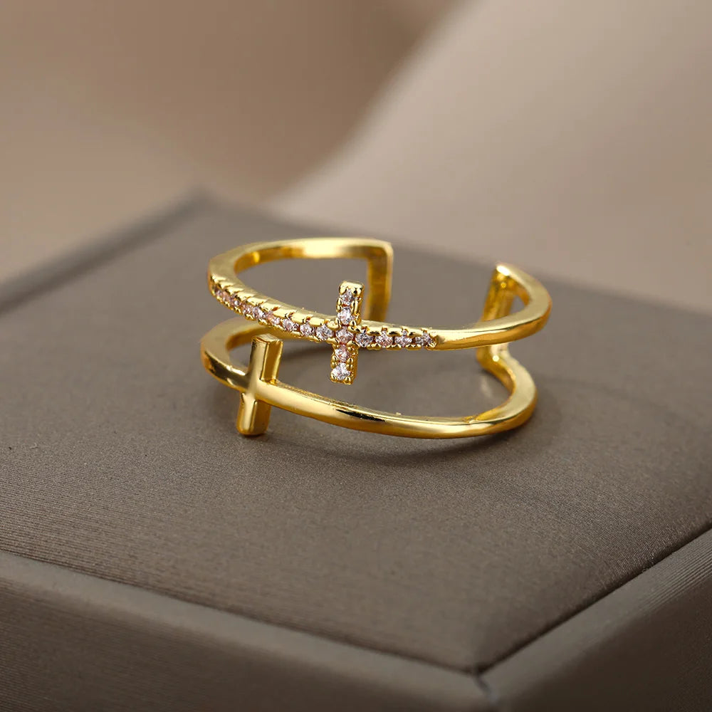 Gold Cross Ring