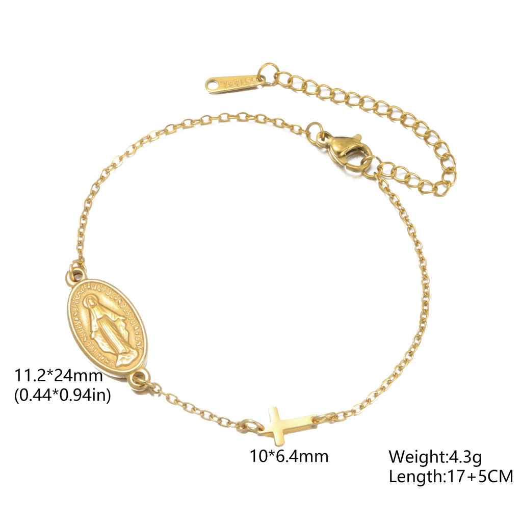 Virgin Mary Cross Bracelet