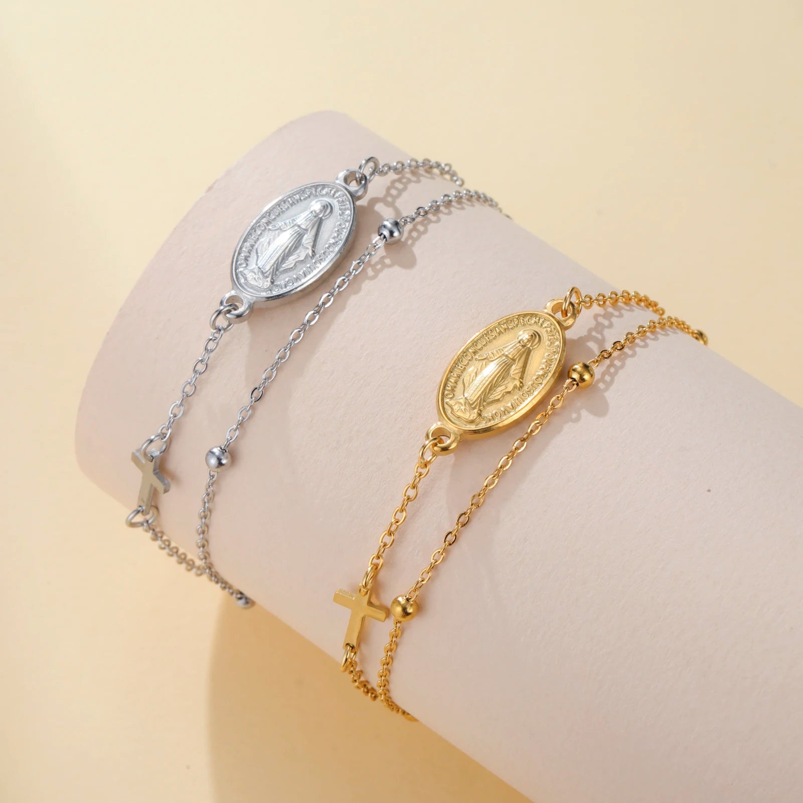 Virgin Mary Cross Bracelet